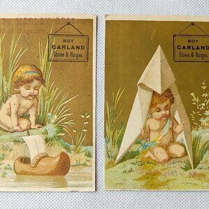 2 Vintage Trade Advertisement Cards